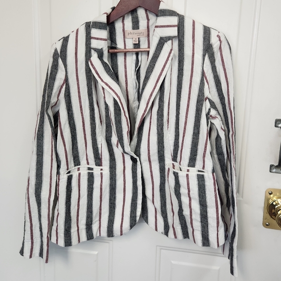 Philosophy Jackets & Blazers - Philosophy Verticle Striped Linen Blazer